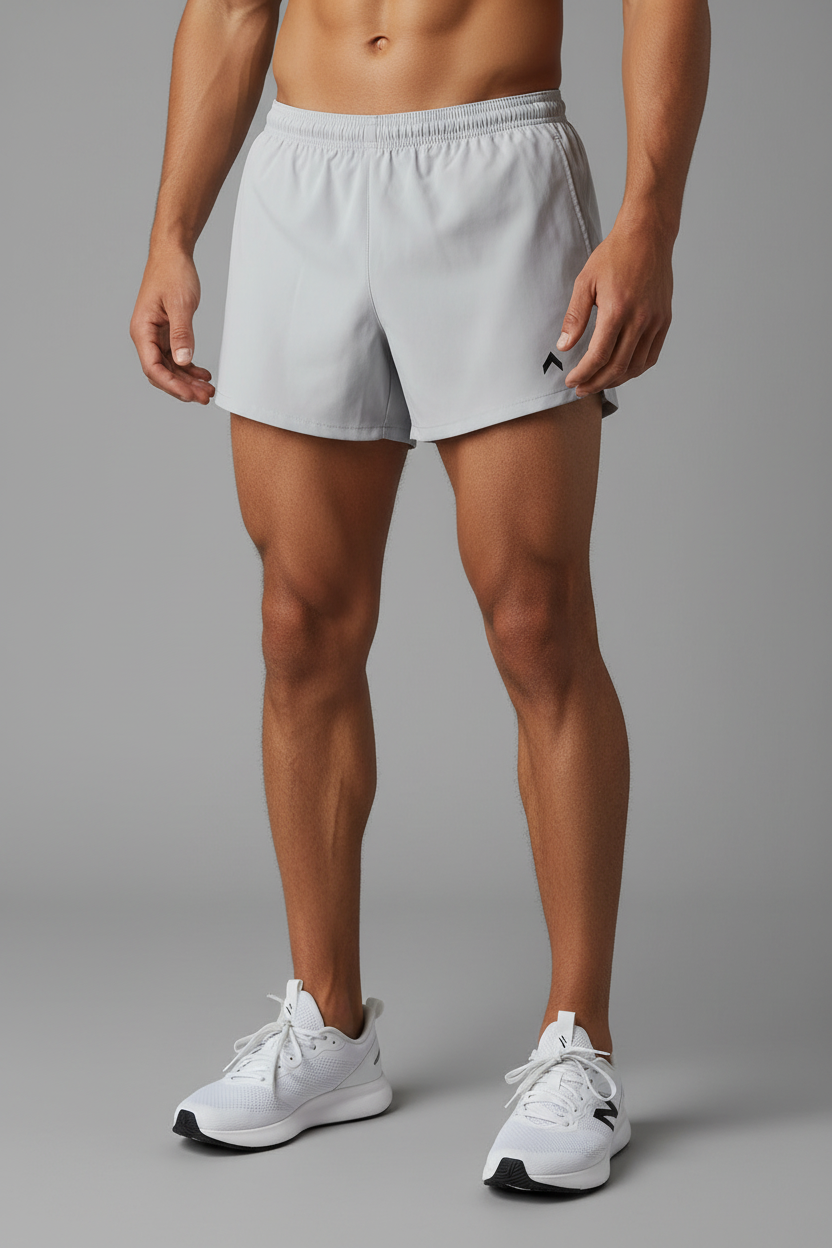 Light gray 3" split running shorts