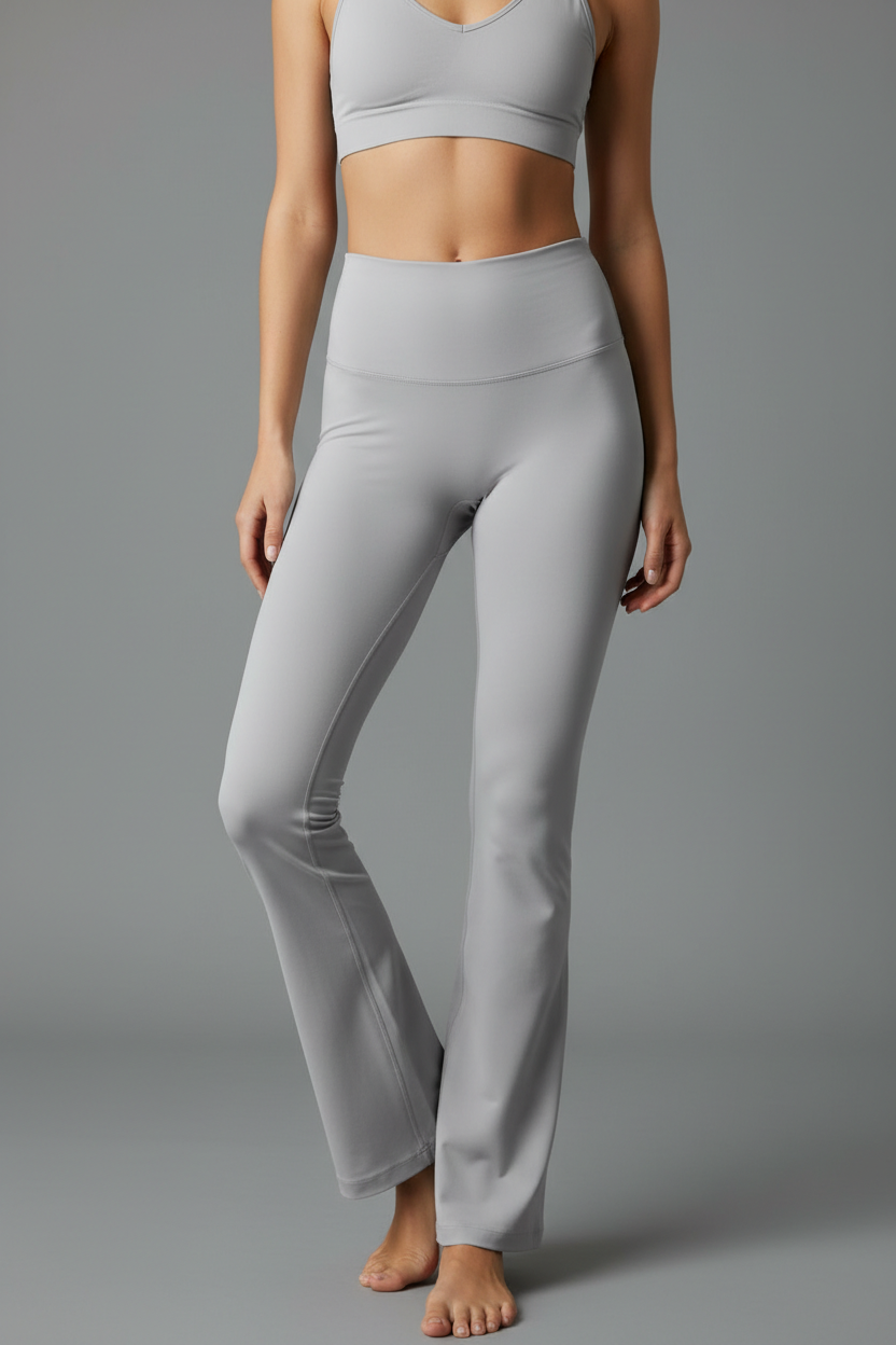 Light gray flared pants - seamless front