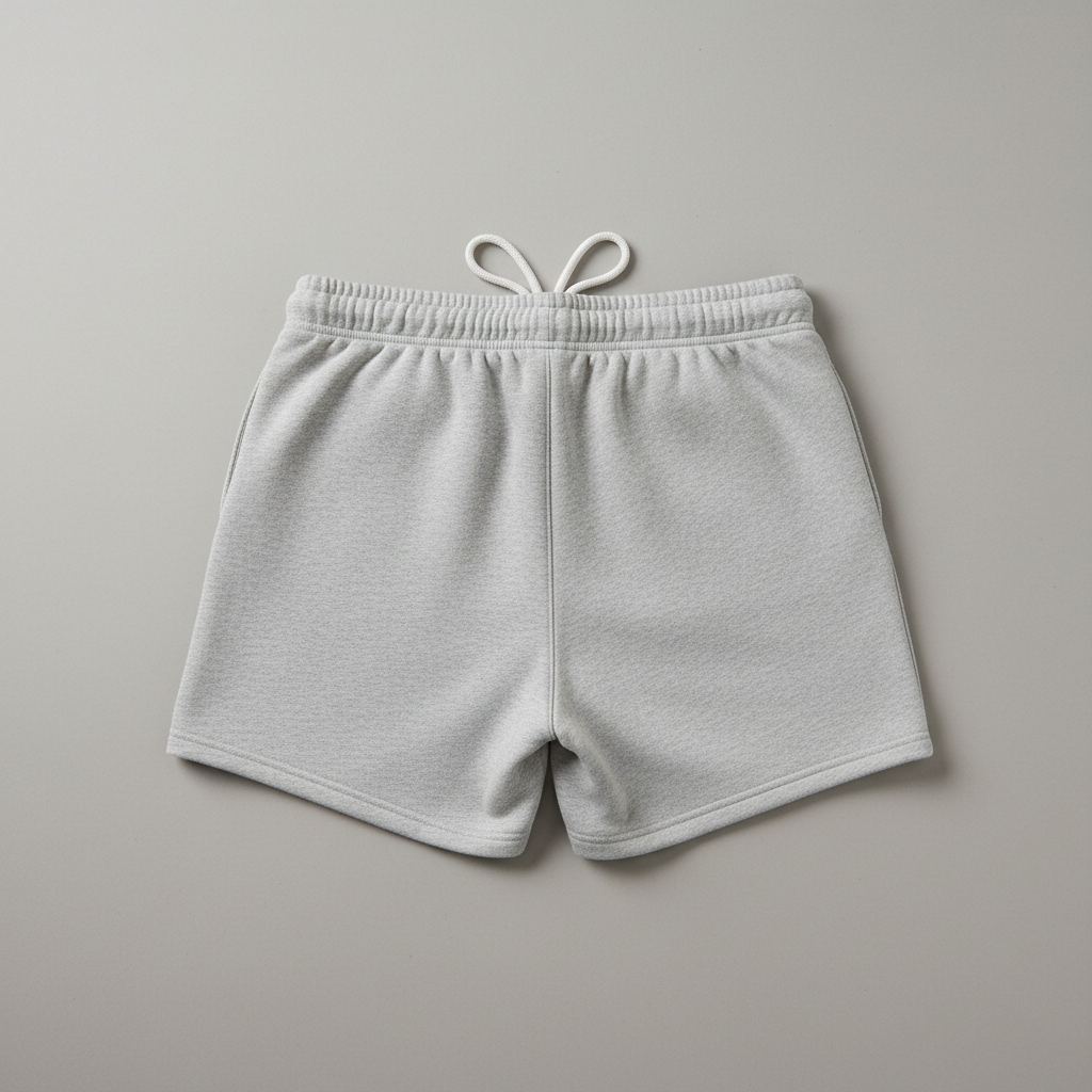 Light Gray Fleece Shorts Back View