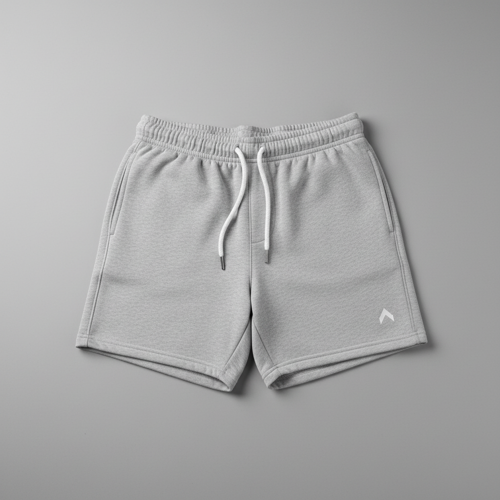 Light Gray Fleece Shorts with White Drawstring
