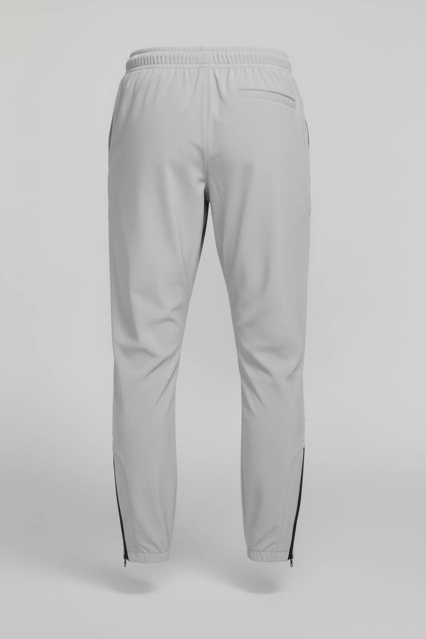 Light gray joggers back laydown