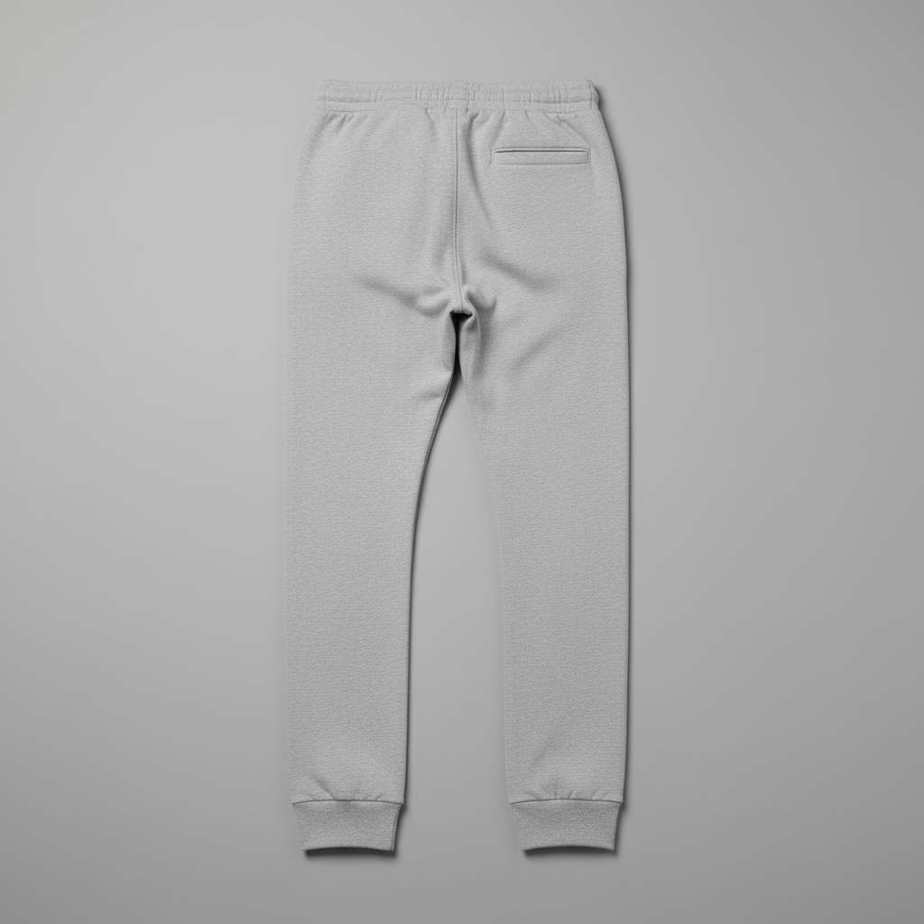 Light gray pants back flat lay
