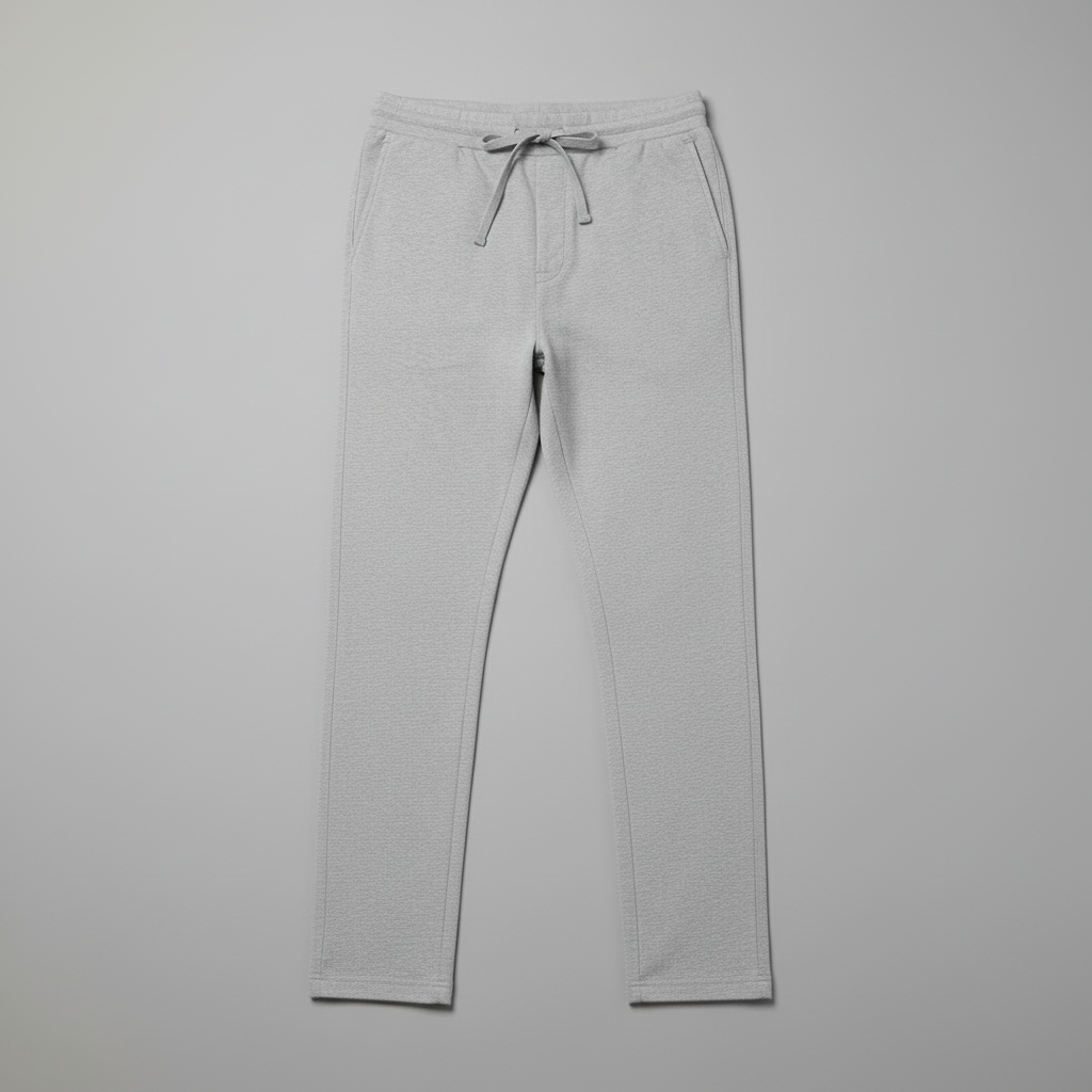 Light gray pants flat lay