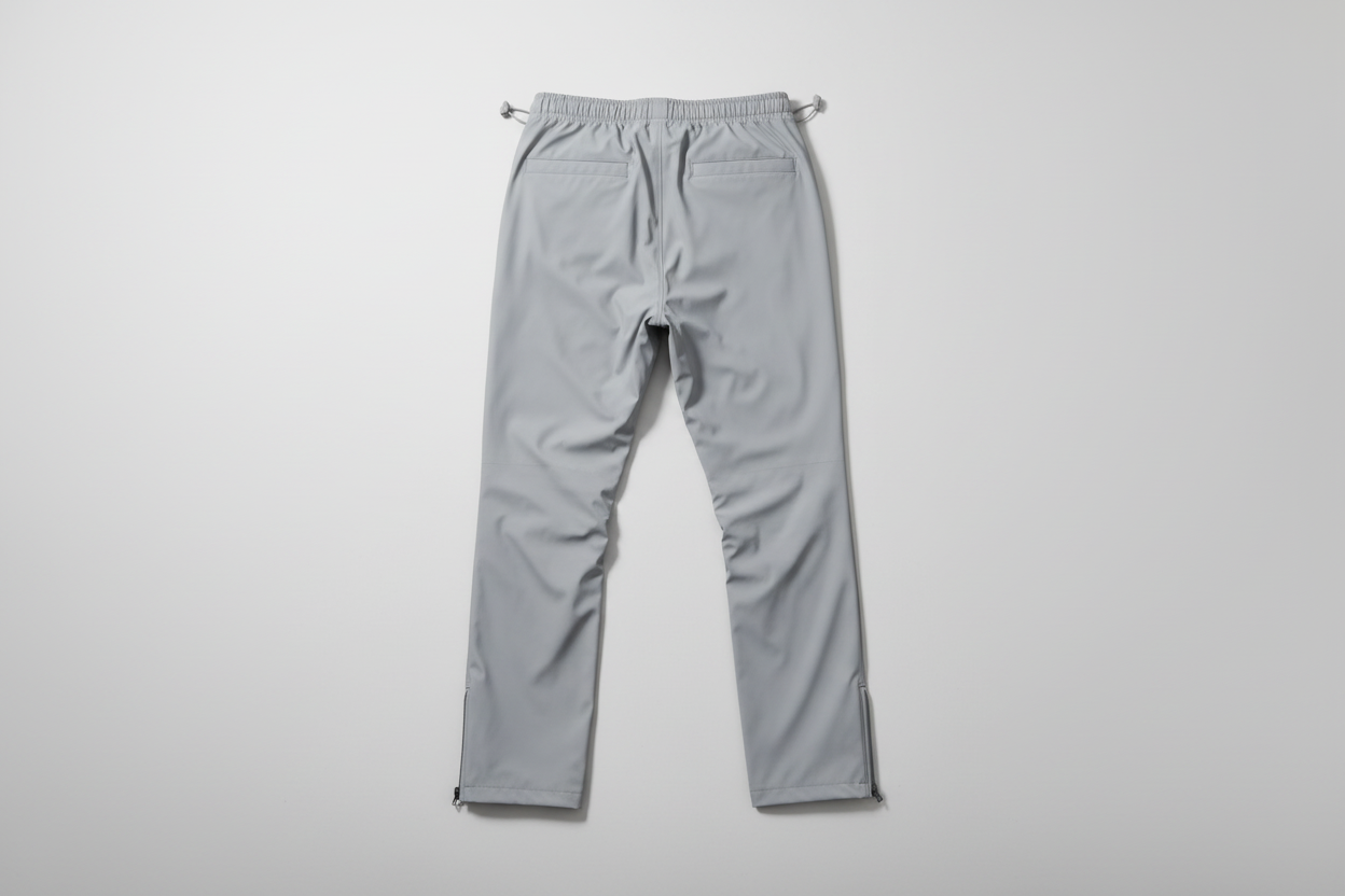 Light gray rain-proof pants back view