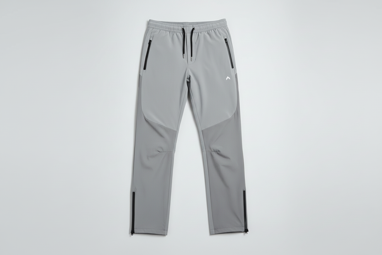 Light gray rain-proof pants flat lay