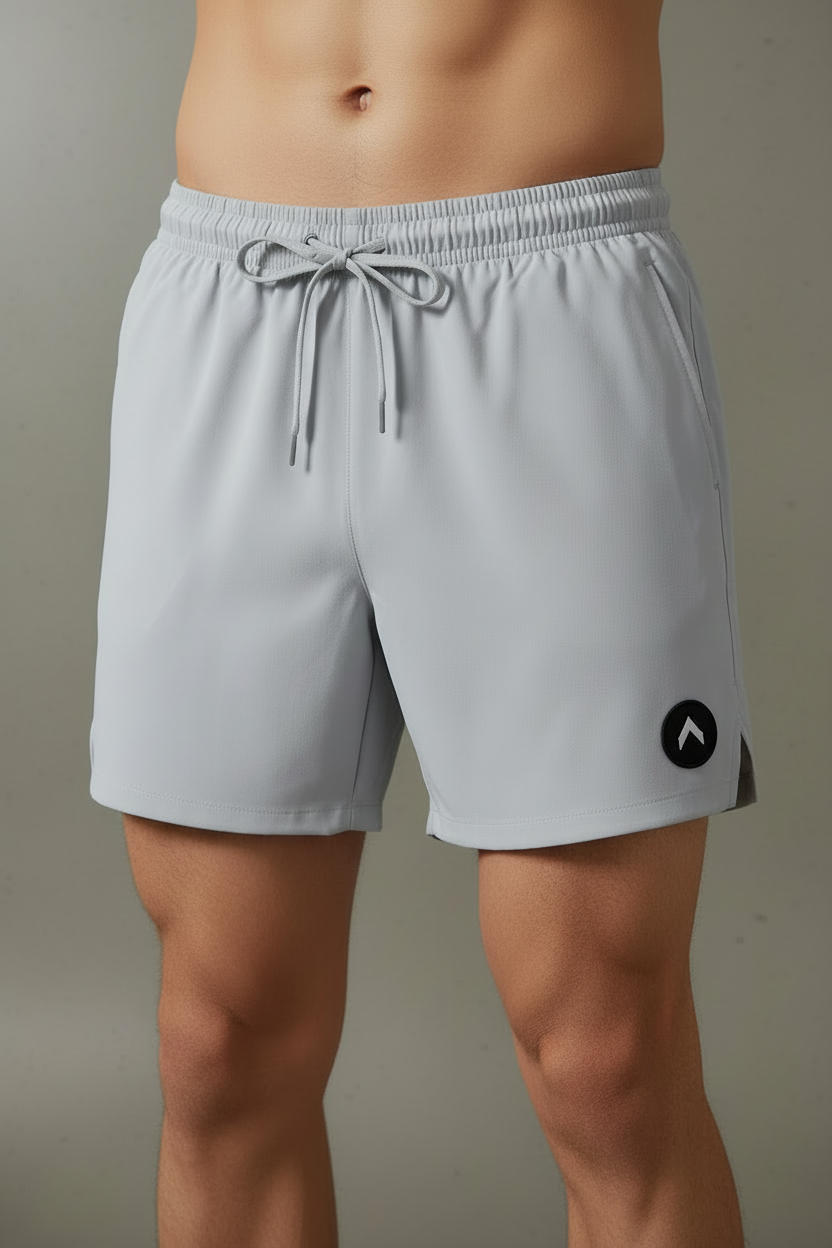Light gray shorts with smaller patch