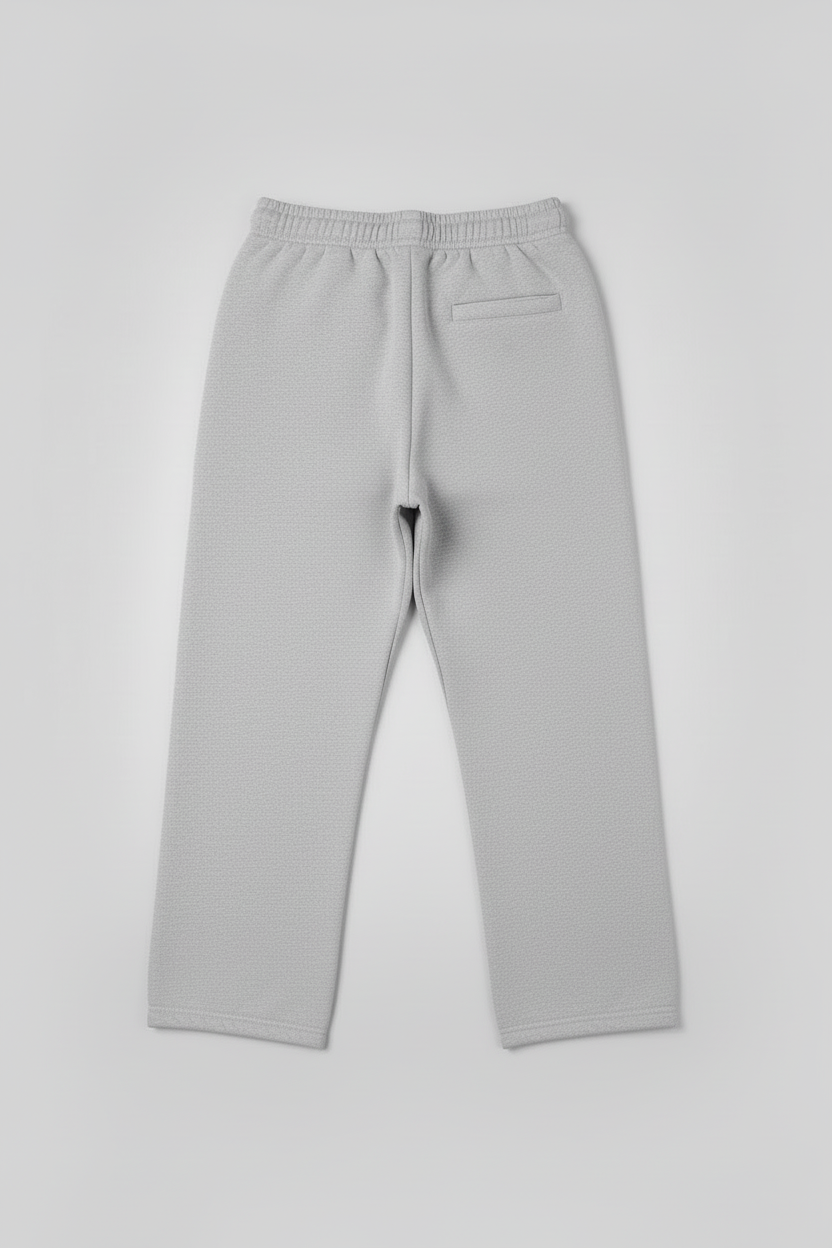Light gray sweatpants back flat lay