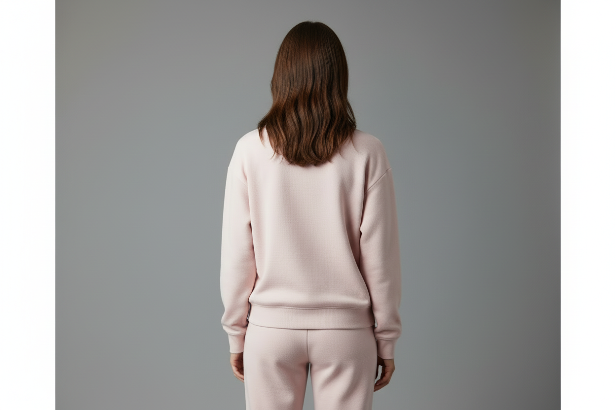 Light pink sweatshirt set back view