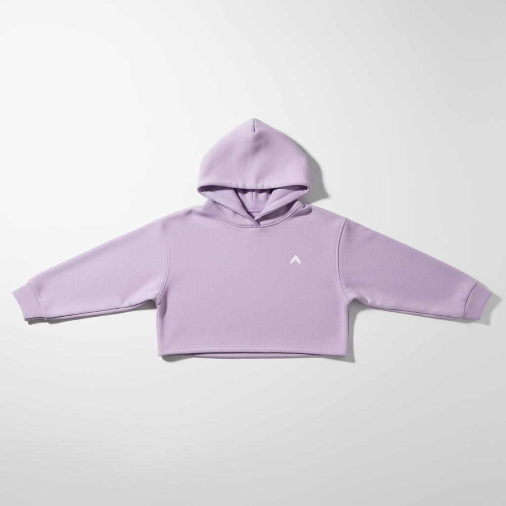 Lilac Crop Hoodie Flat Lay
