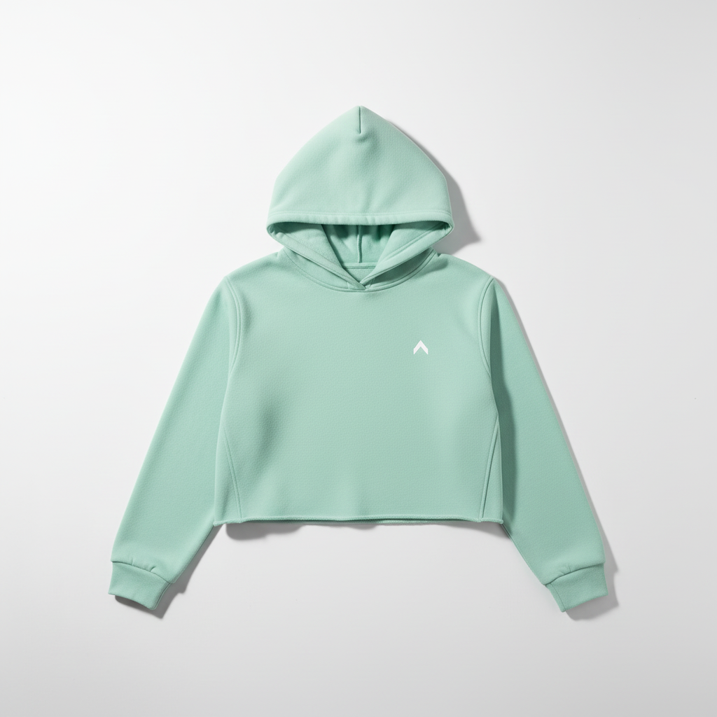 Mint Crop Hoodie Flat Lay