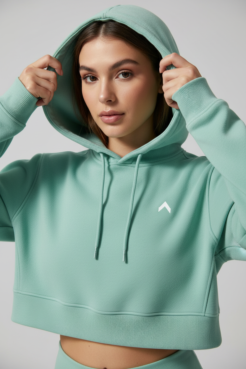 Mint Crop Hoodie