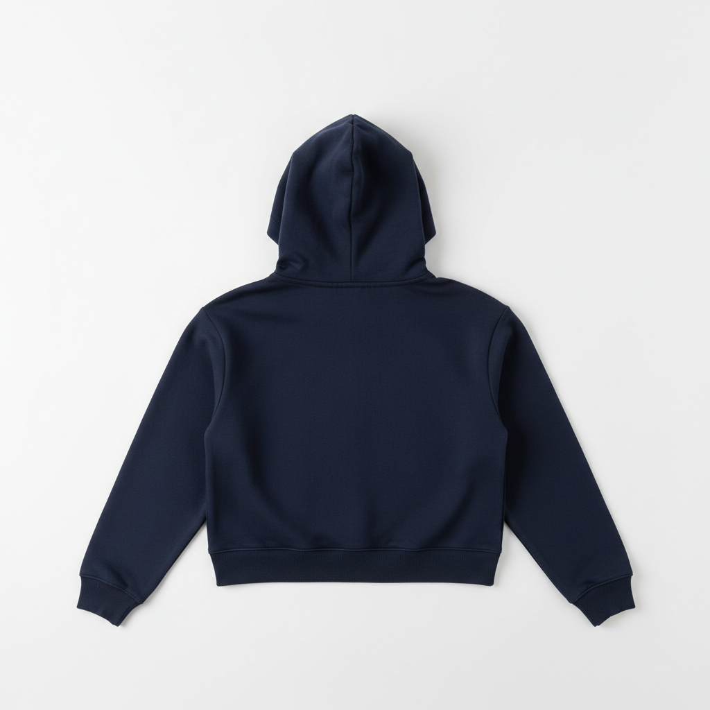 Navy Blue Hoodie Back View - Plain