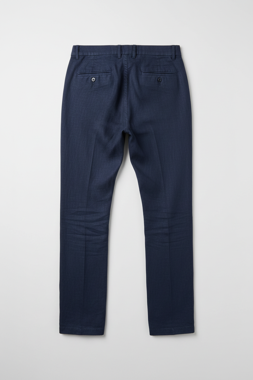 Navy Blue Linen Pants - Back View