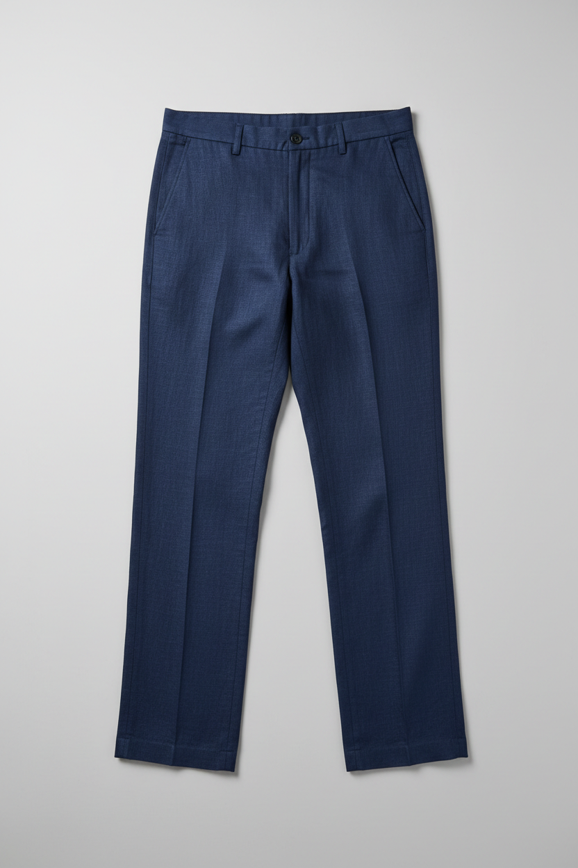 Navy Blue Linen Pants - Front View