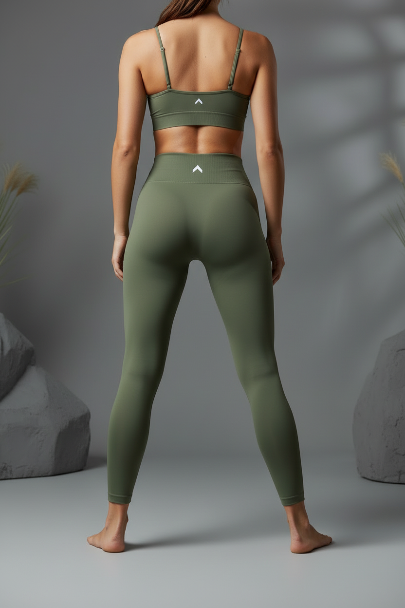 Olive Green Leggings with VO2 Logo
