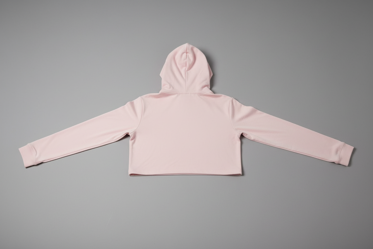 Pastel Pink Crop Top Hoodie Back View