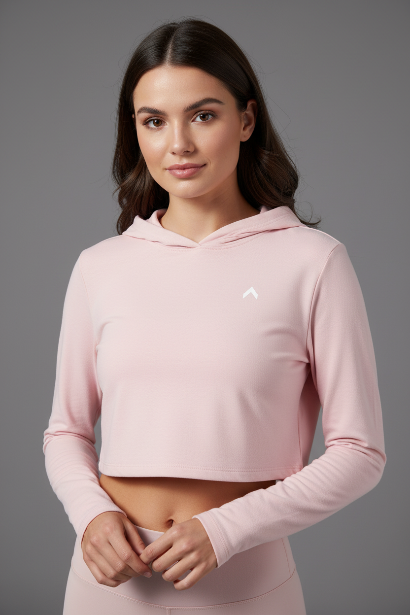 Pastel Pink Crop Top Hoodie