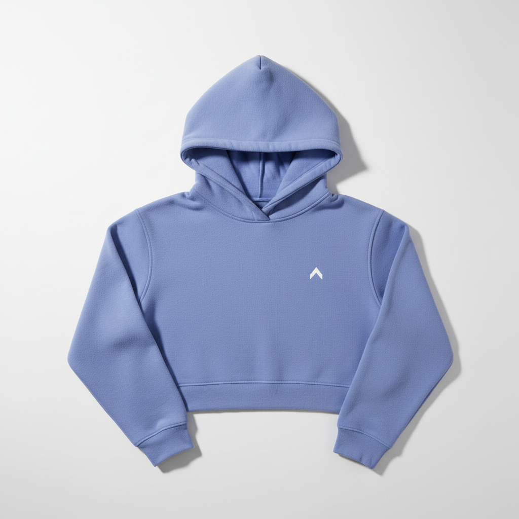 Periwinkle Crop Hoodie - No Drawstrings