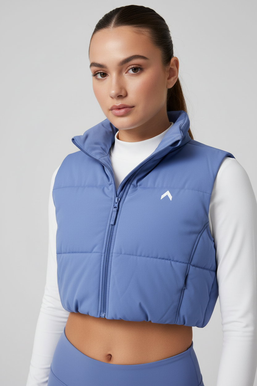 Periwinkle Crop Puffer Vest