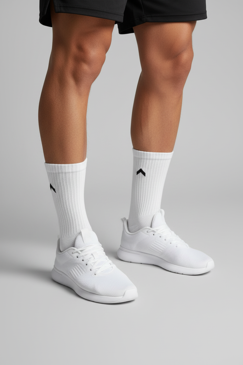 Person wearing white crew socks
