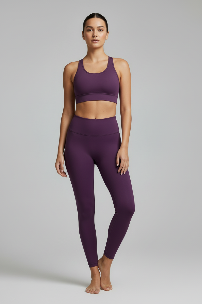 Purple sport bra - hands at sides