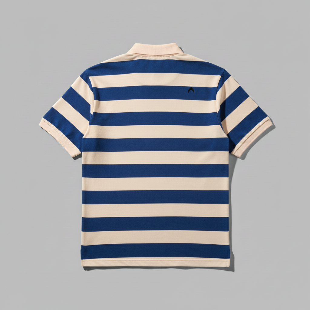 Royal blue striped polo back