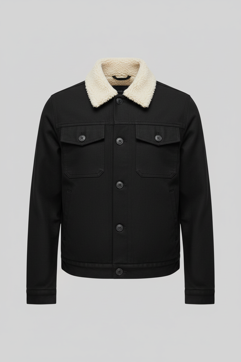 Sherpa Collar Jacket Black