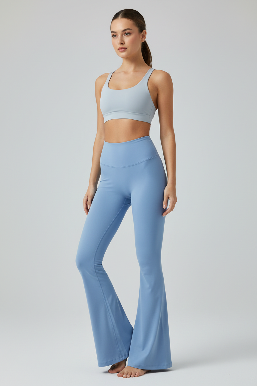 Sky blue flared pants - smooth front