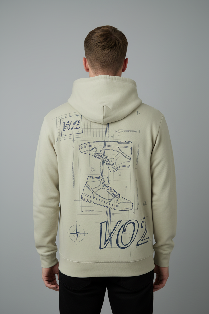 VO2 Cream Hoodie Model