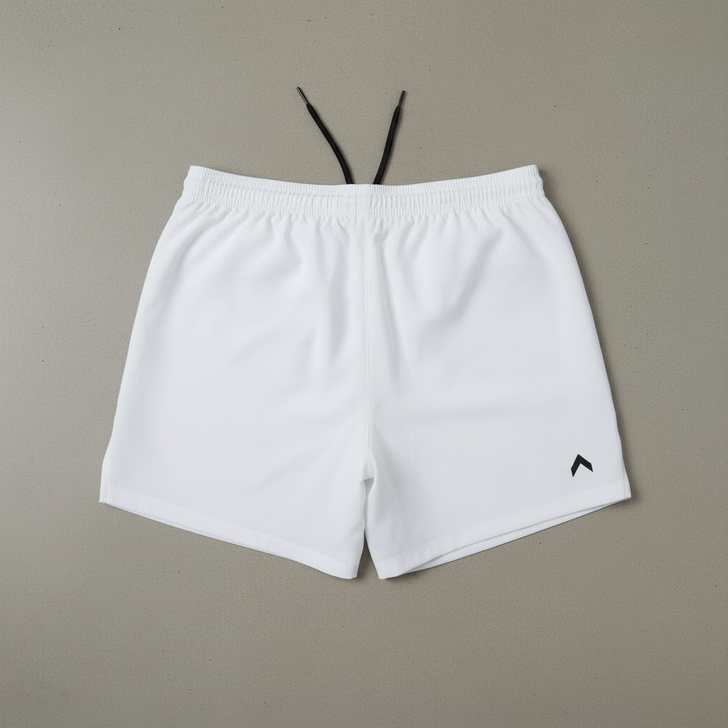 White 3" split running shorts back view