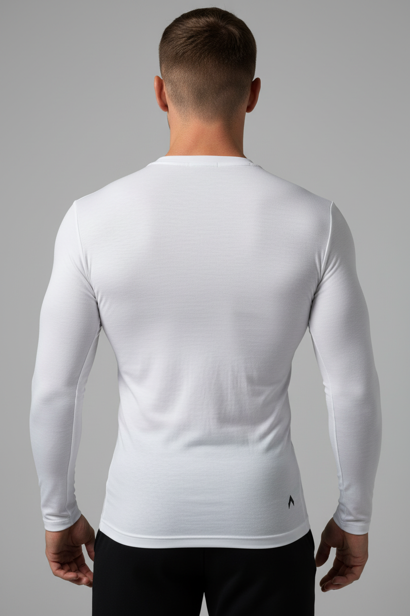 White Compression Long Sleeve - Back
