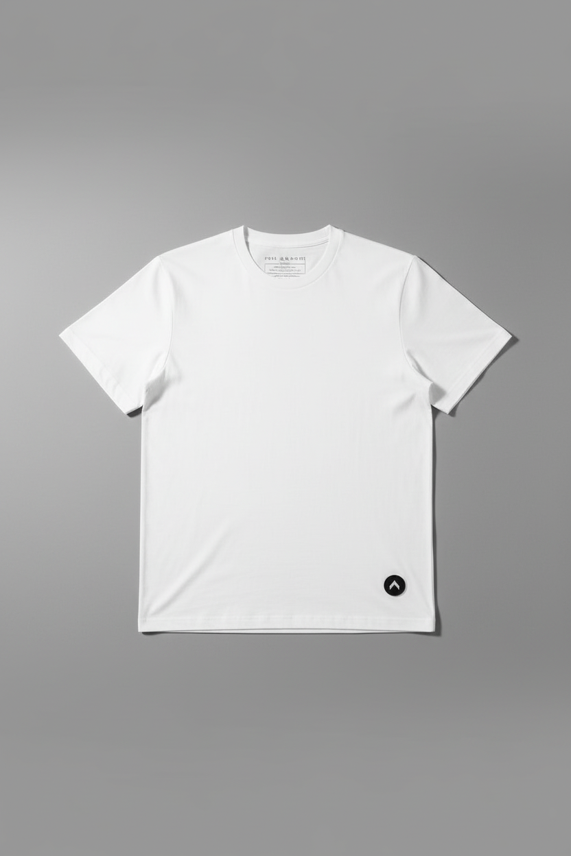 White cotton t-shirt with smaller logo