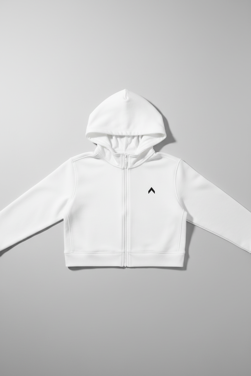 White Crop Hoodie