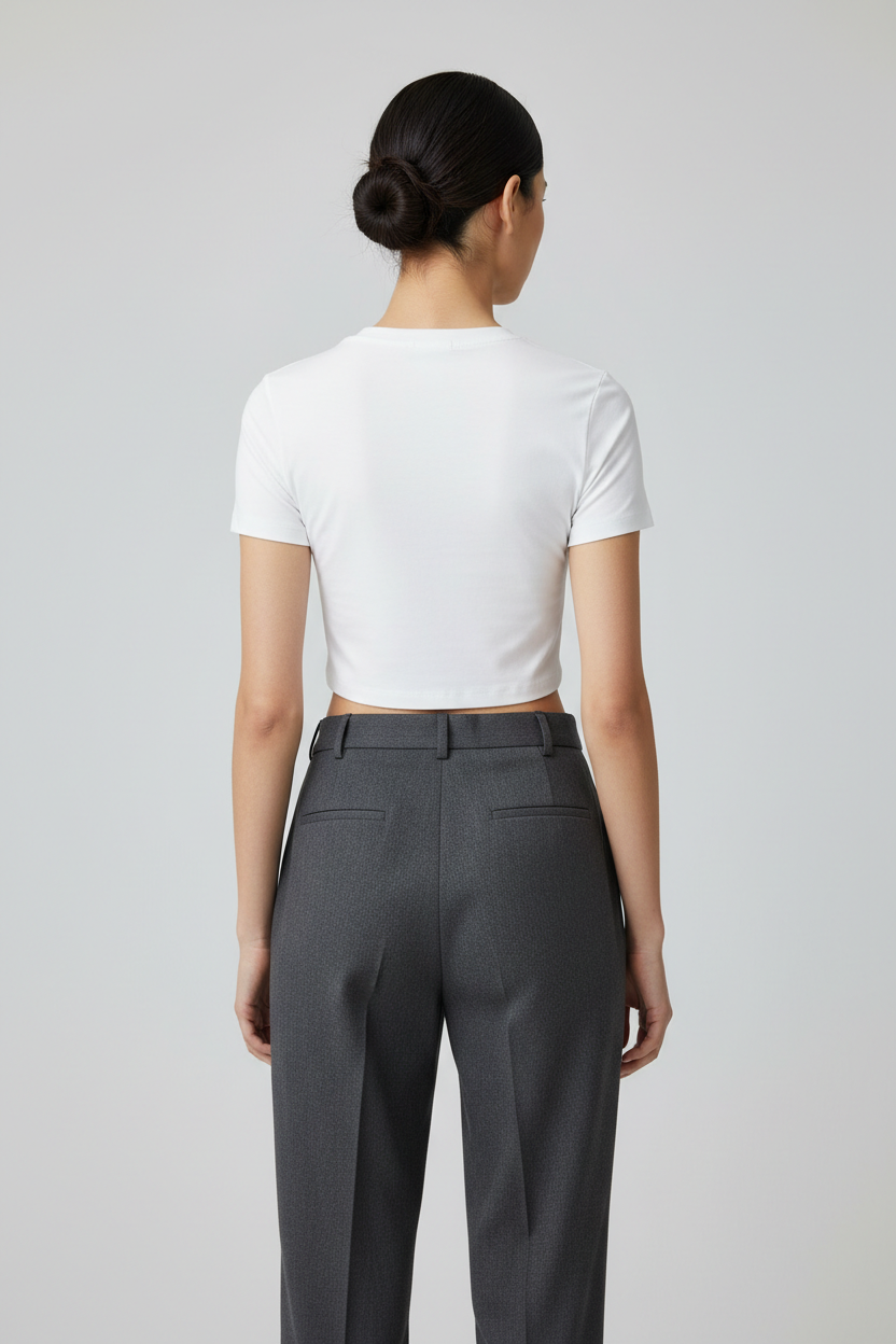 White crop top back view