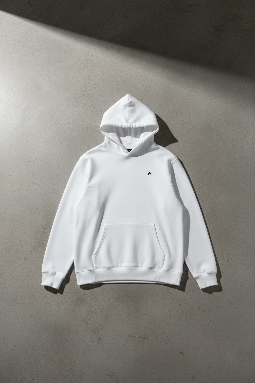 White Hoodie on Ground Front