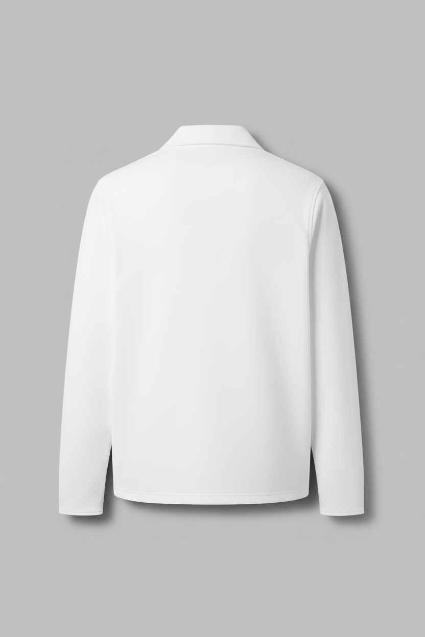 White jacket back view no logo