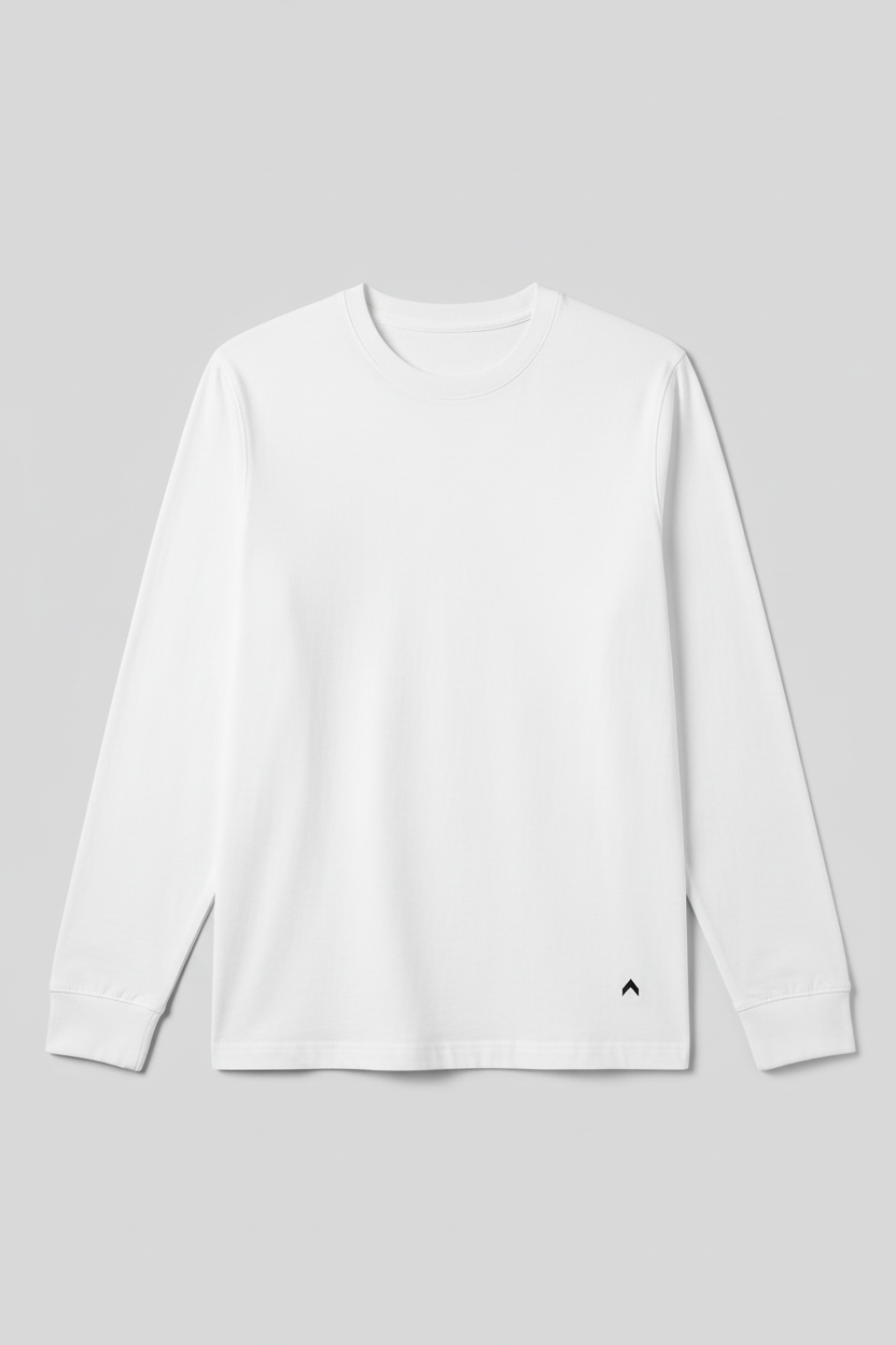 White long sleeve bottom logo only
