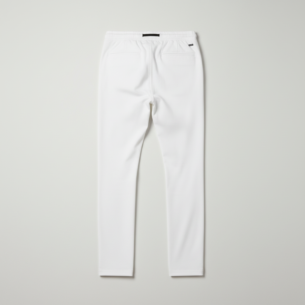 White pants back flat lay