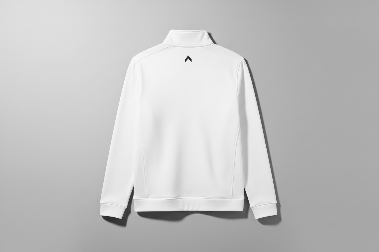 White quarter zip back view