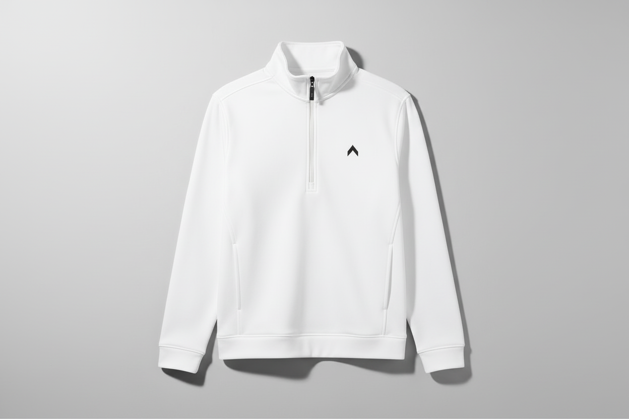 White quarter zip front view