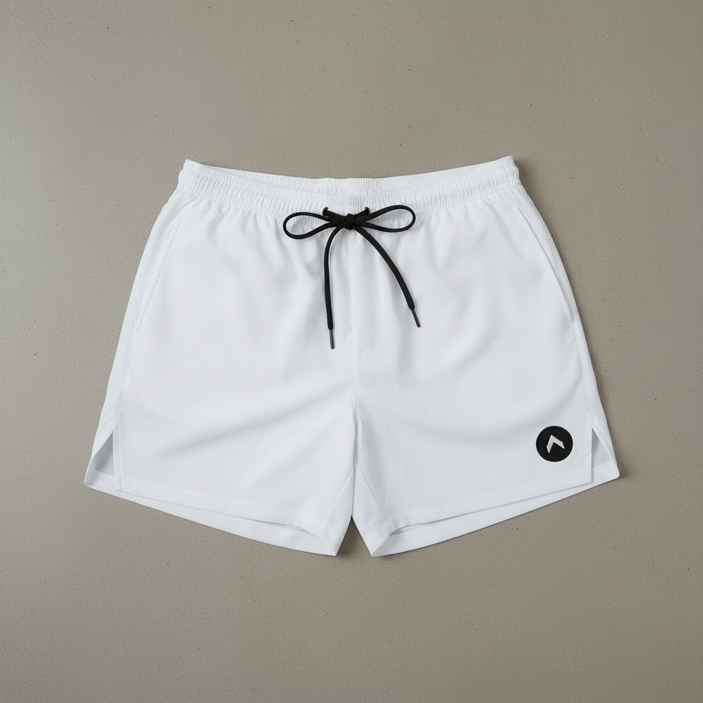 White shorts with circular patch