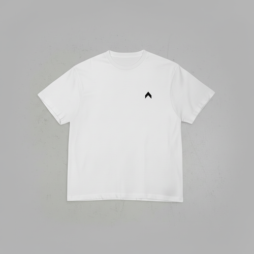 White T-Shirt with Black Chevron Logo