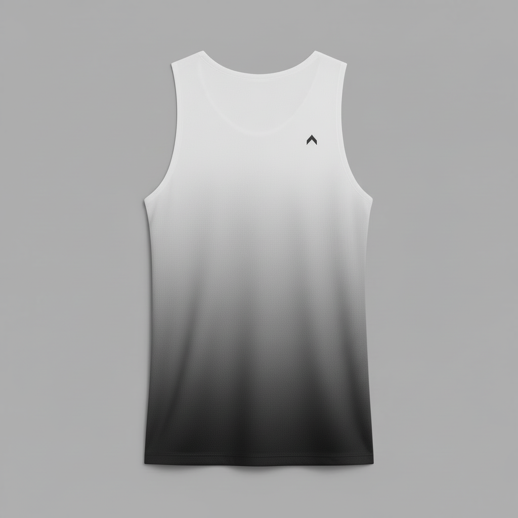 White to black fade running singlet back view