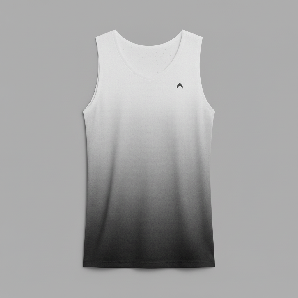 White to black fade running singlet