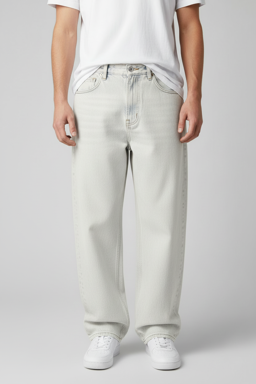 White wash baggy jeans